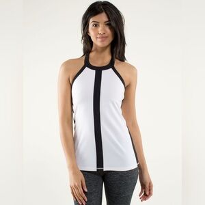 Lululemon Hip To Be Zen Halter Tank Top White Black Size 4